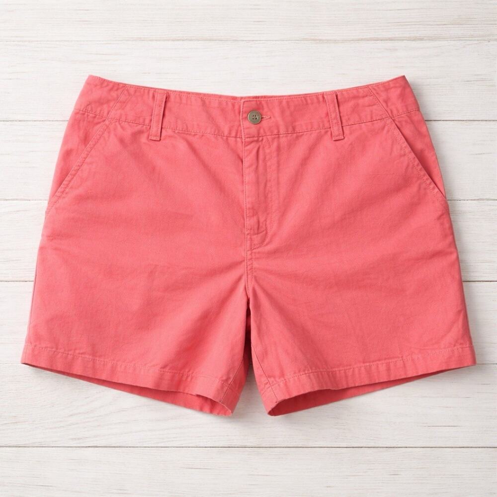 Women’s Sonoma Chino Shorts Size 16 Coral Pink Cotton Summer Casual Flat Front